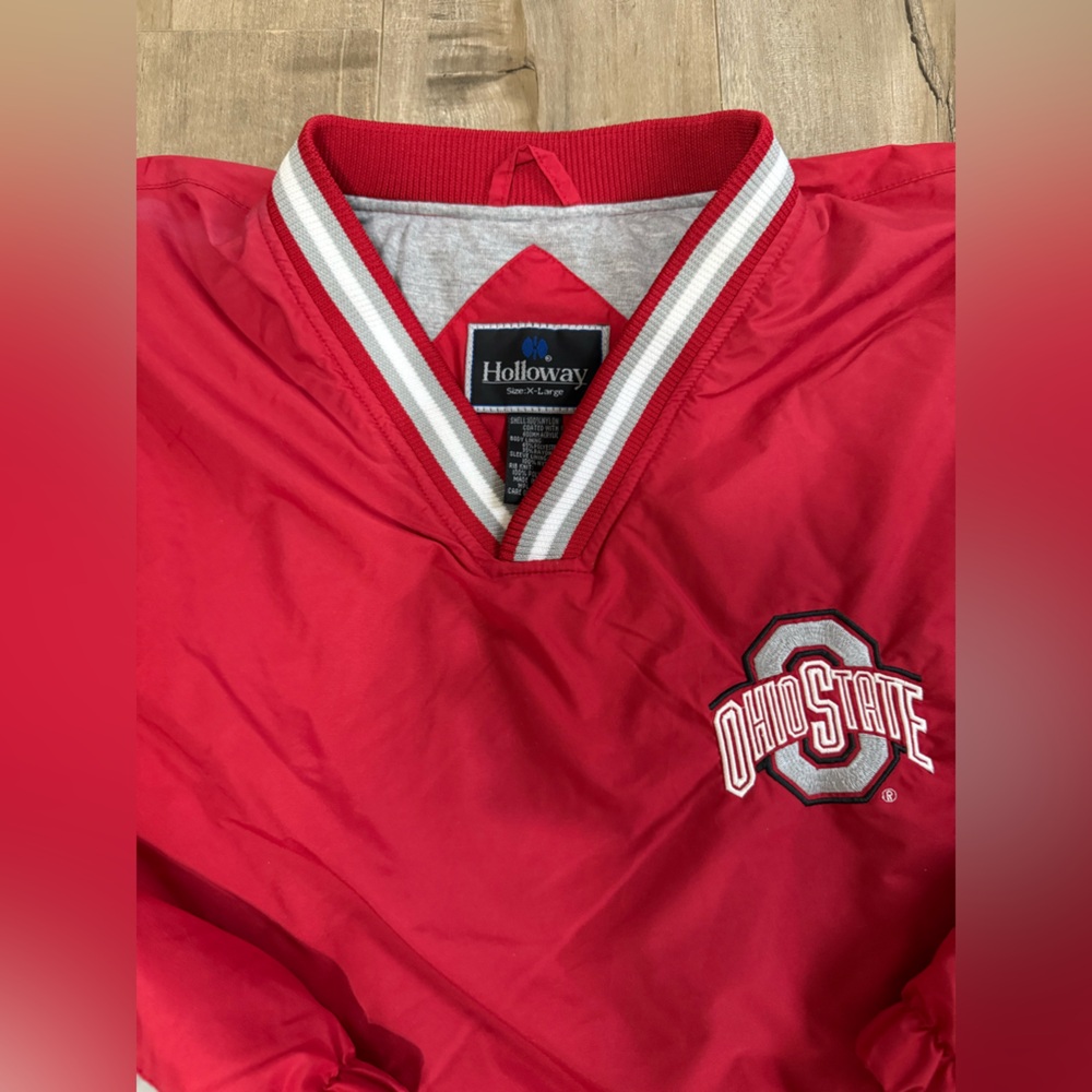 Vintage Ohio State Holloway Pullover Windbreaker Red XL Nylon Lined Embroidered - Picture 3 of 13